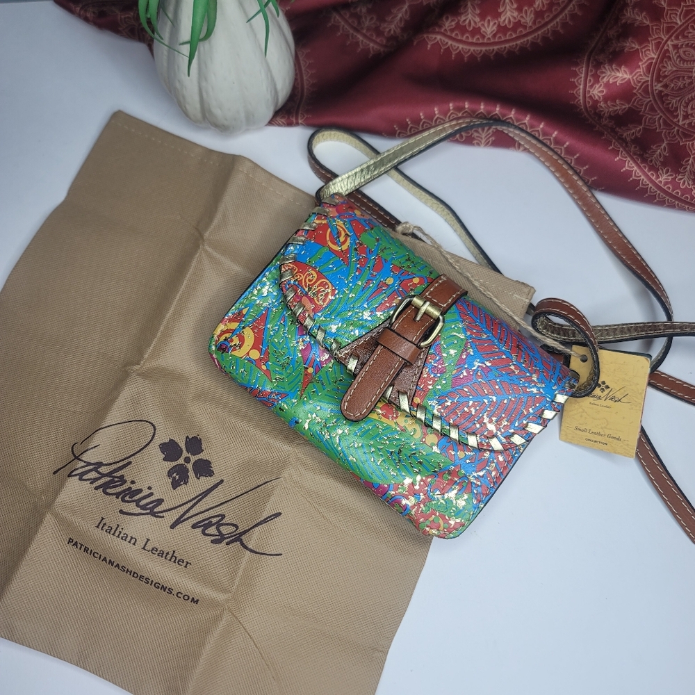 Patricia Nash Torri Crossbody Bag Tropical Summer Fest Leather NWT - Picture 12 of 13